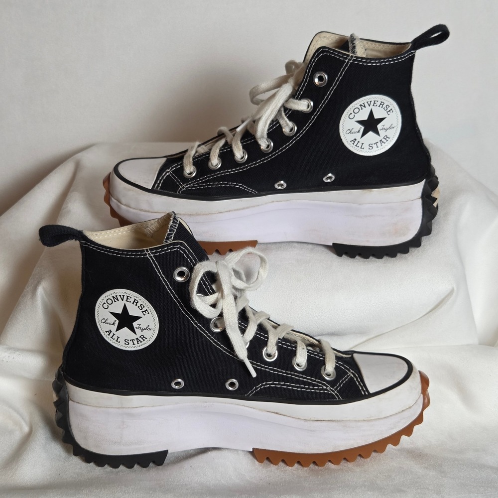 Converse Run Star Hike High Top Black White Platform Sneakers M 5.5 W 7 - Picture 4 of 11